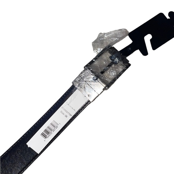 Tahari brand double sided reversible black leather belt SZ 36 NEW - Picture 6 of 9